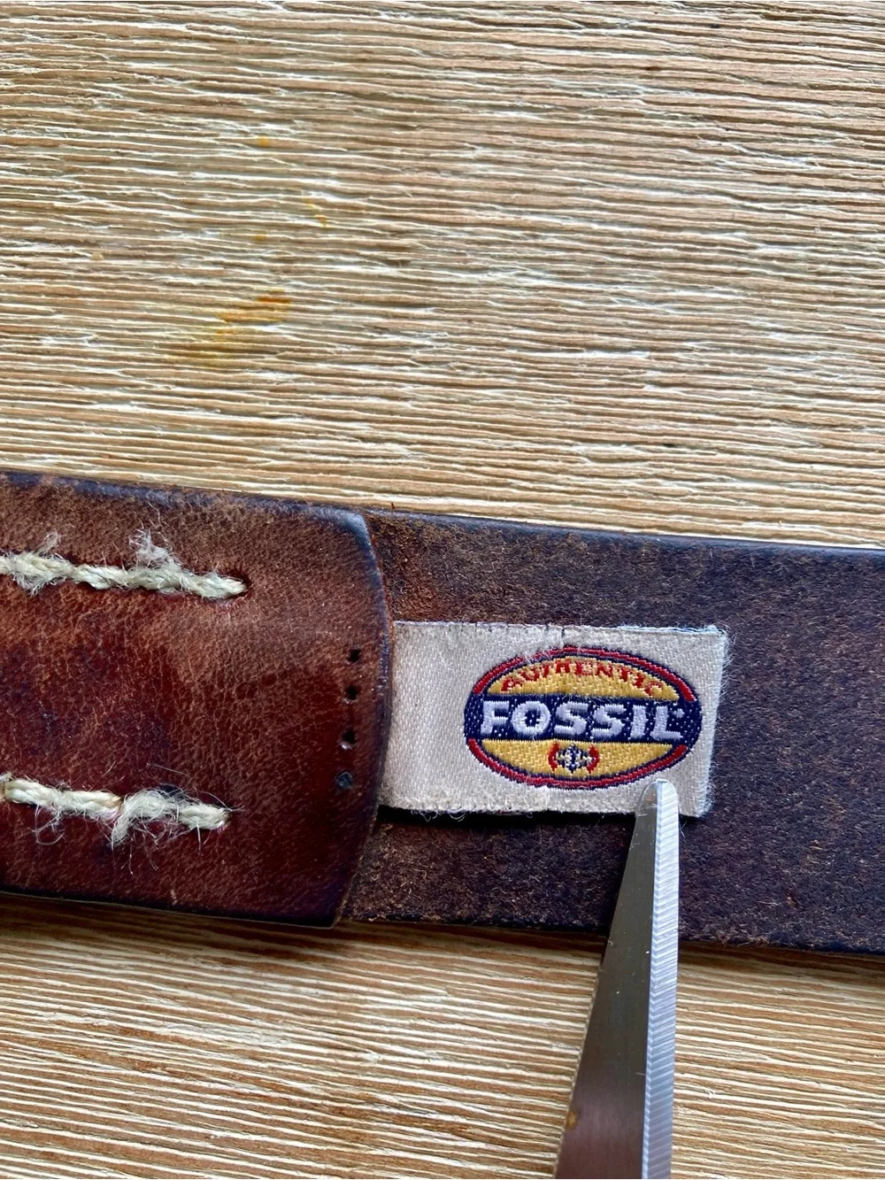 Vintage Fossil Brown Leather Belt Distressed Rustic 40” 🟰 Fits 32-36 in. Waist